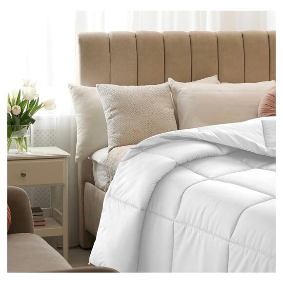 Lux Decor Queen White Bed Comforter Down Alternative Box Stitched All Season - Picture 4 of 4